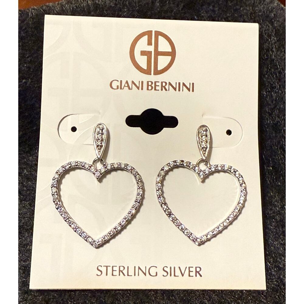 Giani Bernini Sterling Silver‎ Dangle CZ Heart Earrings